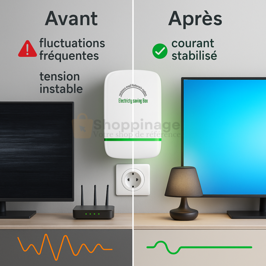 Boîtier Économiseur d'Électricité – Stabilisateur de Tension