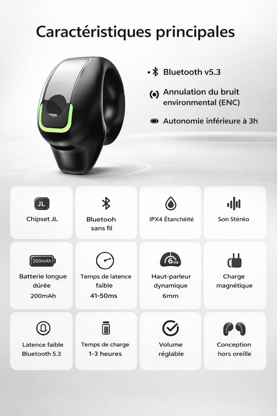 Écouteurs Bluetooth Sans Fil – Confort & Autonomie