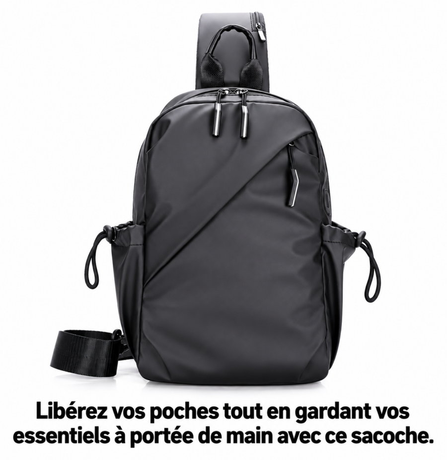 Sacoche Bandoulière Homme – Sac Multifonction Noir